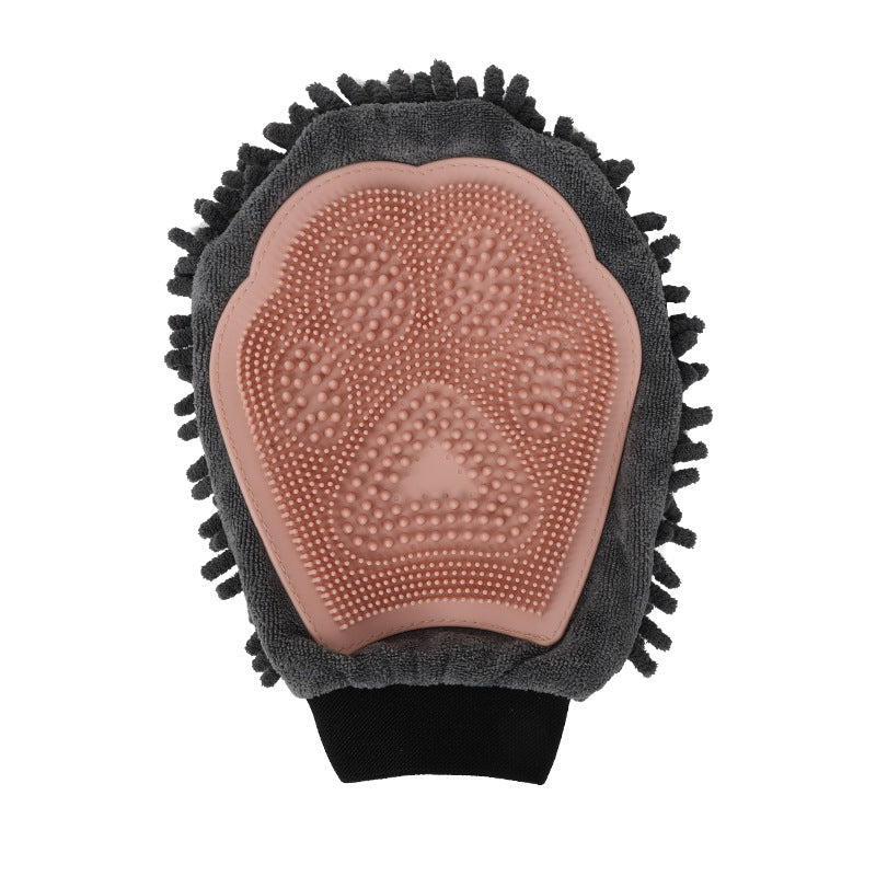 2-in-1 Pet Grooming Glove Brush – Bathing, Massaging & Drying Tool for Dogs & Cats - Black & Elva