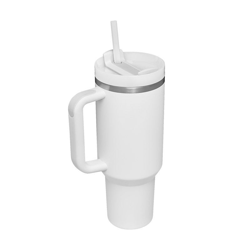 "40 Oz Insulated Stainless Steel Tumbler with Handle & Straw – Spill Proof Vacuum Coffee Cup, Perfect for Car, Gym, Office & Travel – Ideal Valentine’s Gift" - Black & Elva