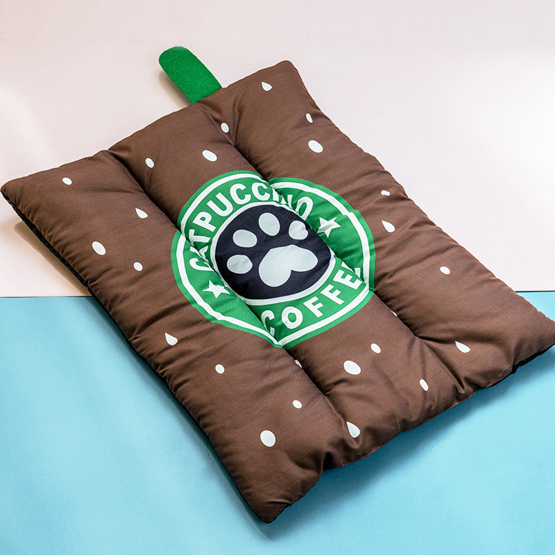 Fruit-Themed Pet Cushion Pad – Soft Washable Mat for Cats & Dogs | Anti-Slip & Comfortable Pet Bed - Black & Elva