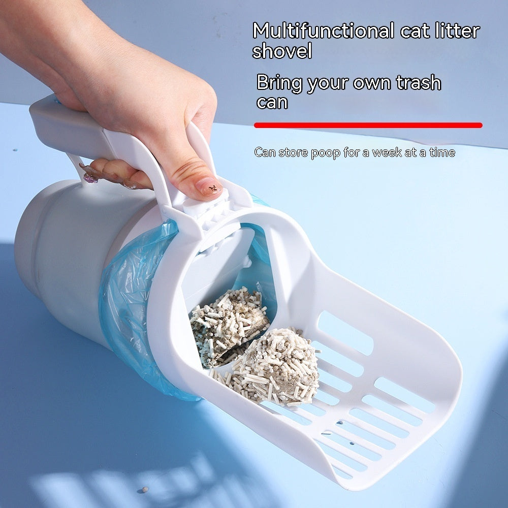 Self-Cleaning Cat Litter Scoop with Refill Bags – Wide Shovel & Waste Bin System - Black & Elva