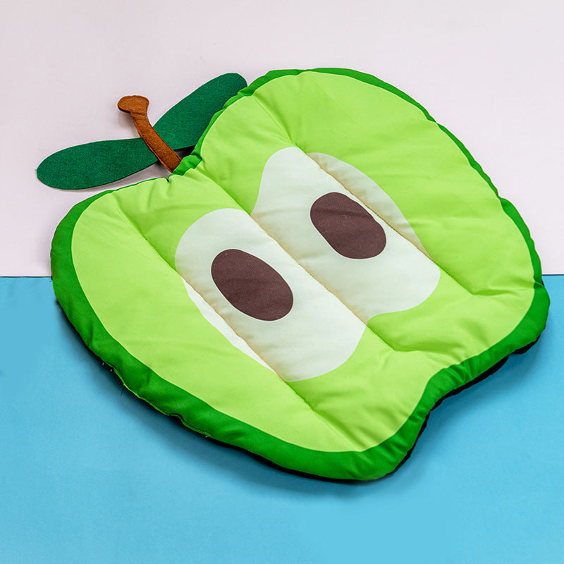 Fruit-Themed Pet Cushion Pad – Soft Washable Mat for Cats & Dogs | Anti-Slip & Comfortable Pet Bed - Black & Elva