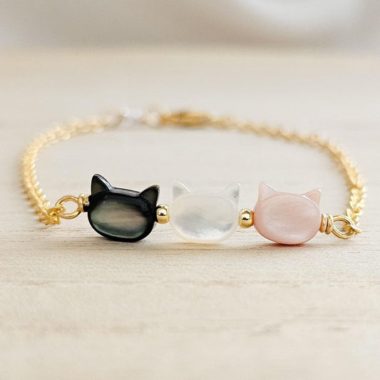 Women's Colorful Shell Cat Necklace Bracelet - Black & Elva