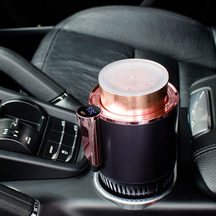 2 In1 Car Heating Cooling Cup 12V Smart Car Cup Holder Digital Temperature Display Drink Cup Warmer Cooler Mini Car Refrigerator - Black & Elva