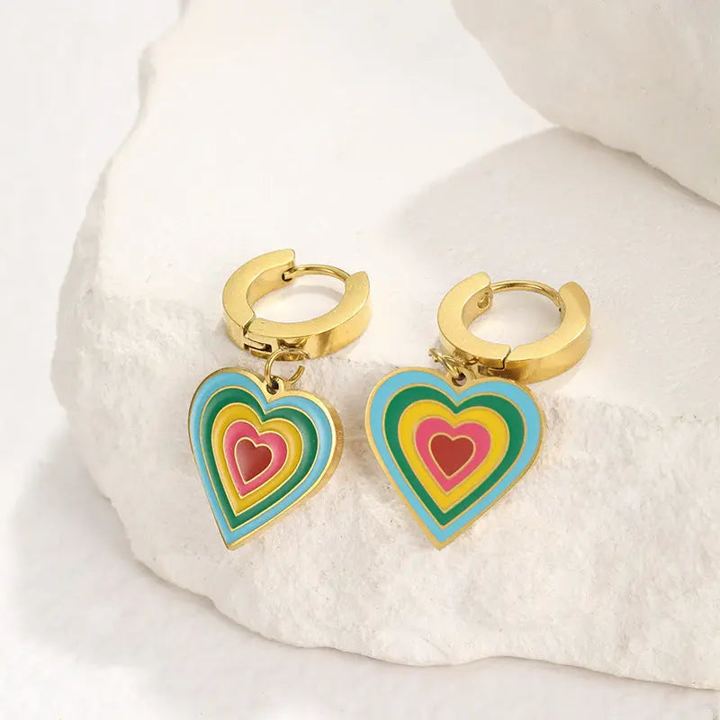 Fashionable Personalized All-match Stainless Steel Gold-plated Earrings - Black & Elva