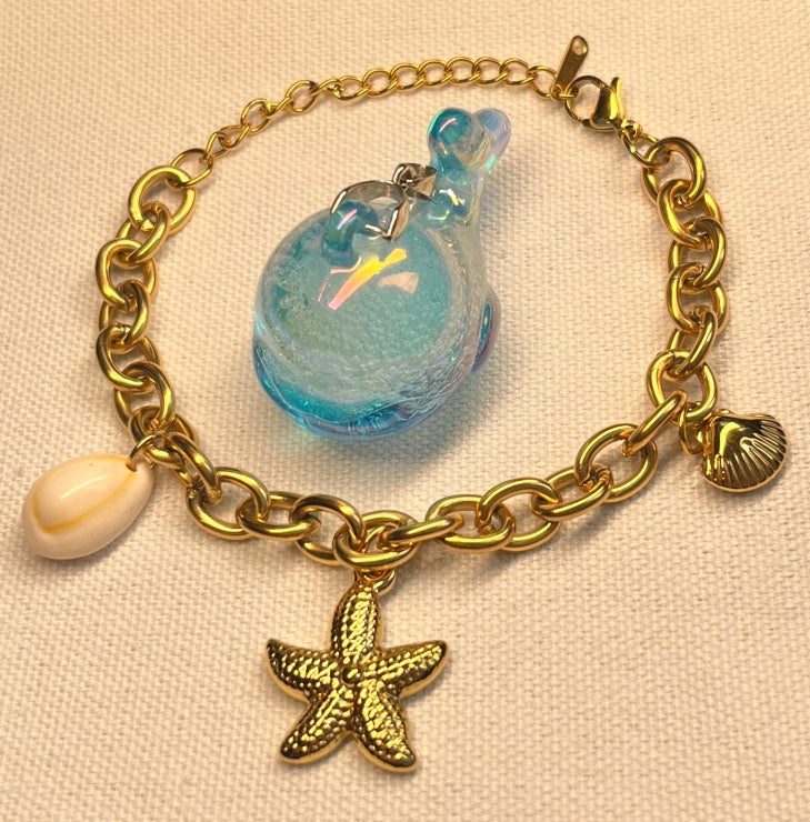 Starfish Pearl Bracelet - Black & Elva