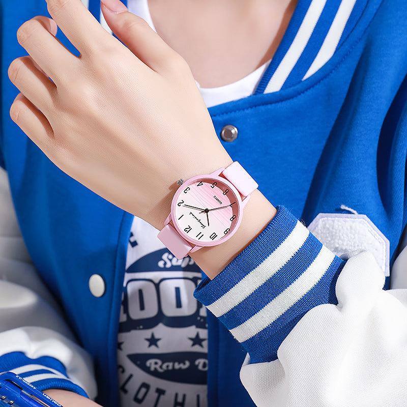 Casual Simple Jelly Color Women's Watch - Black & Elva