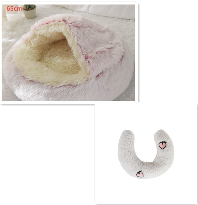 Warm Plush Pet Bed for Cats & Dogs – Soft Winter Sleeping Cushion - Black & Elva
