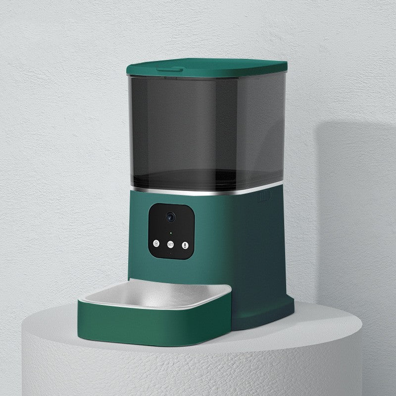Smart Automatic Pet Feeder with WiFi – Large Capacity, Voice Recorder & Timer for Dogs & Cats - Black & Elva
