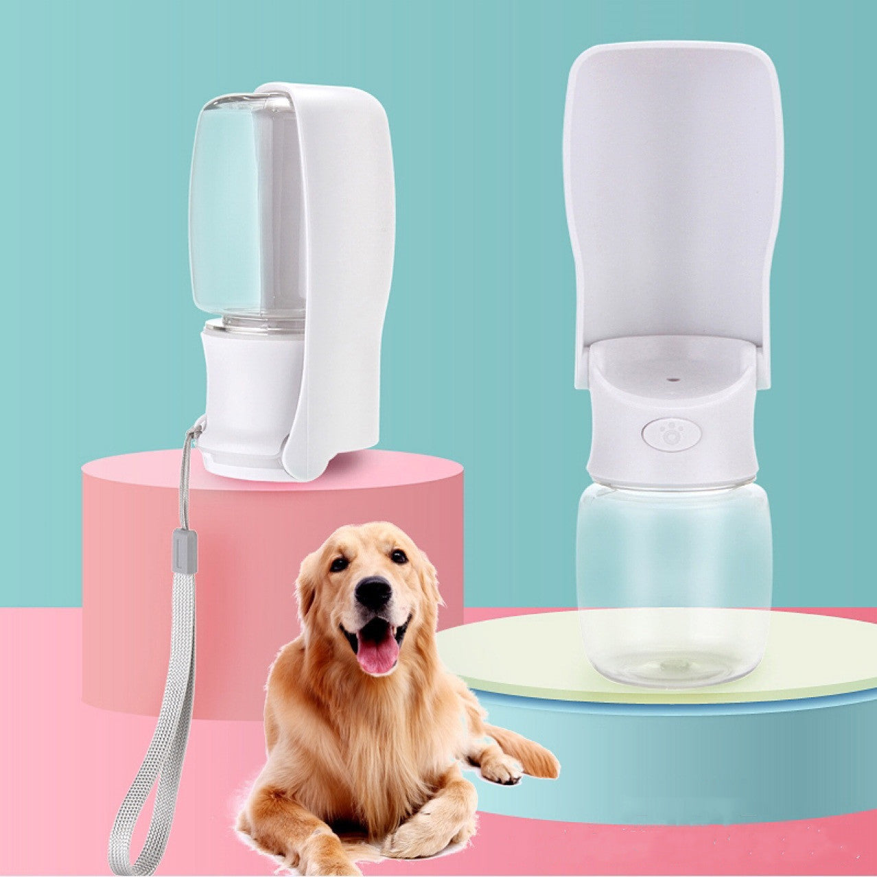 Dog Portable Water Bottle Foldable Pet Water Dispenser Pet Products - Black & Elva