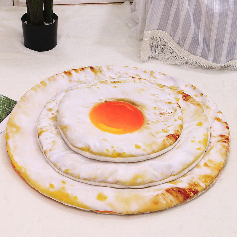 3D Simulation Pet Blanket – Soft Thickened Warm Mat Bed with Pizza, Avocado & Omelette Toast Designs - Black & Elva