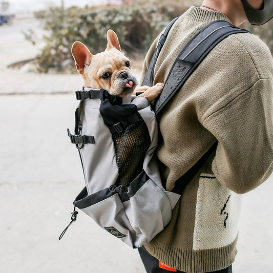 Portable Double Shoulder Dog Carrier Backpack – Travel & Outdoor Pet Bag - Black & Elva