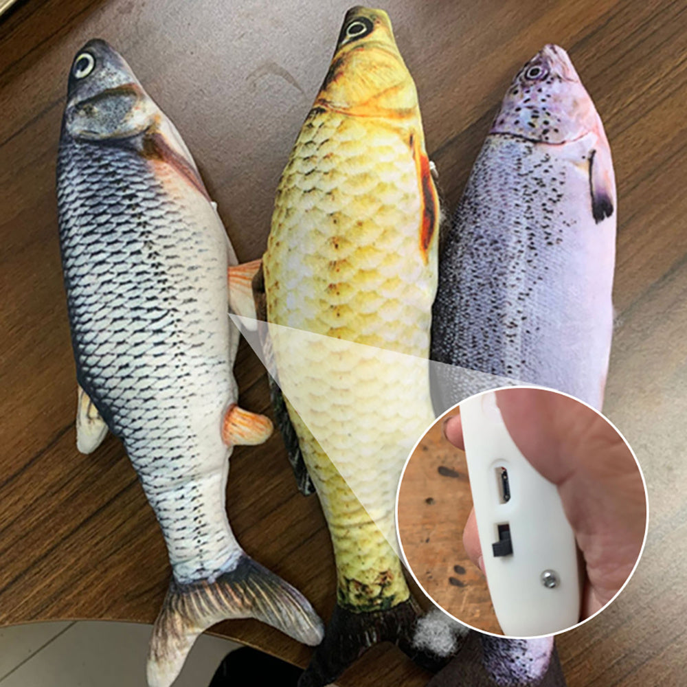Without Cat Nip Version - Electric Jumping Fish Simulation Electric Fish Toy - Black & Elva