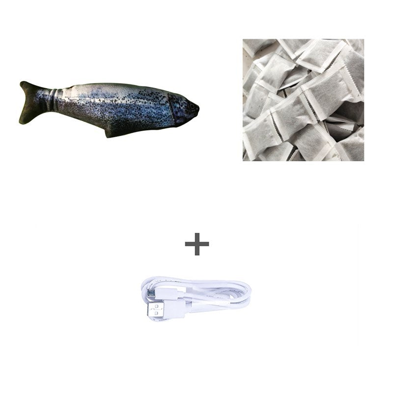 Without Cat Nip Version - Electric Jumping Fish Simulation Electric Fish Toy - Black & Elva