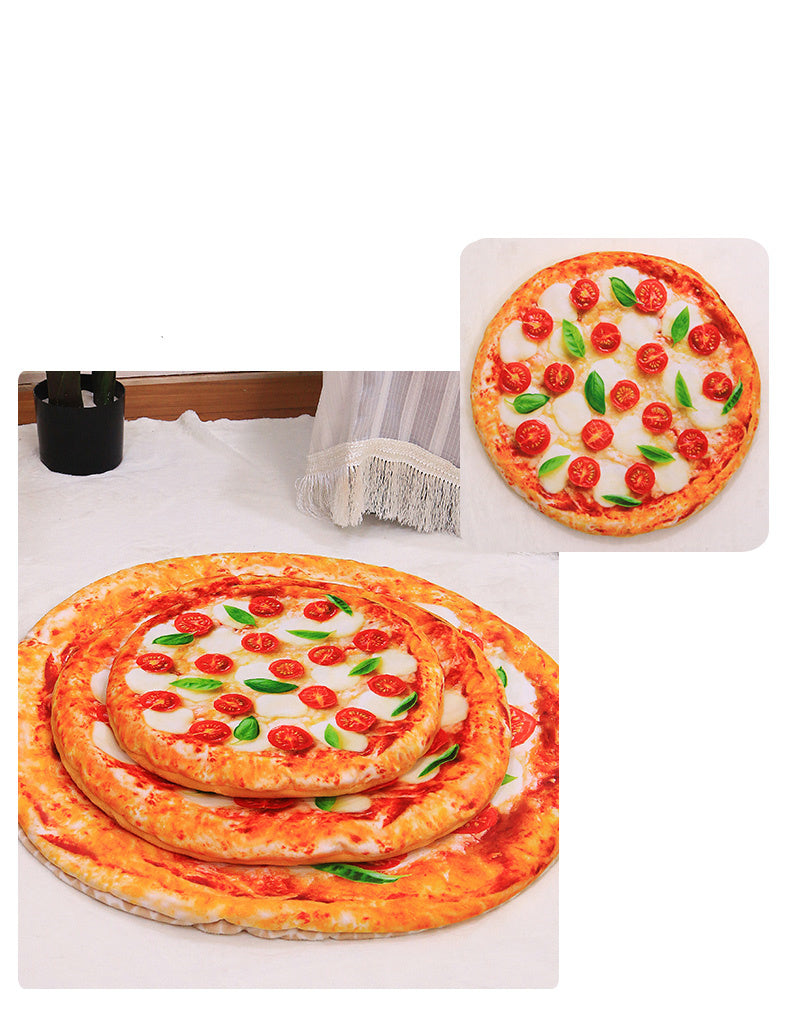 3D Simulation Pet Blanket – Soft Thickened Warm Mat Bed with Pizza, Avocado & Omelette Toast Designs - Black & Elva