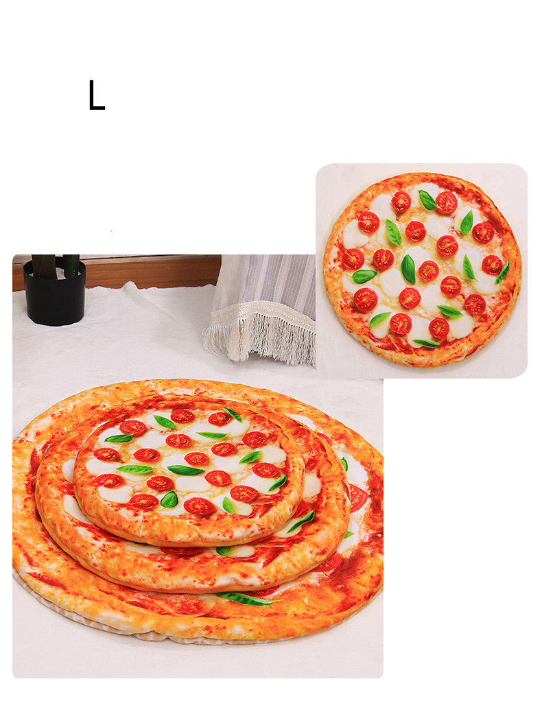 3D Simulation Pet Blanket – Soft Thickened Warm Mat Bed with Pizza, Avocado & Omelette Toast Designs - Black & Elva