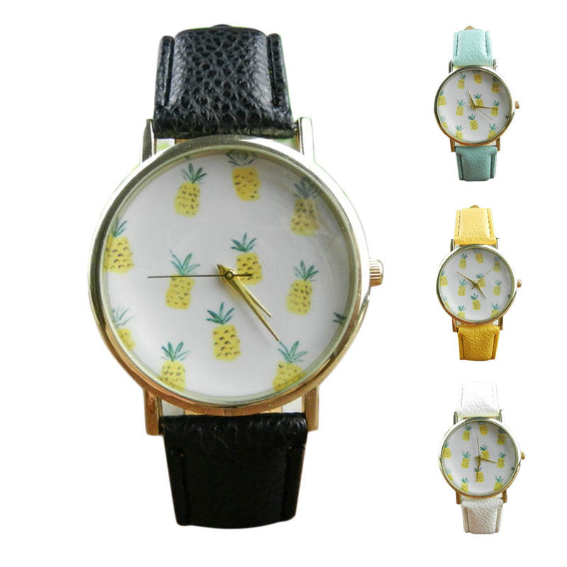 Pineapple pattern watch - Black & Elva