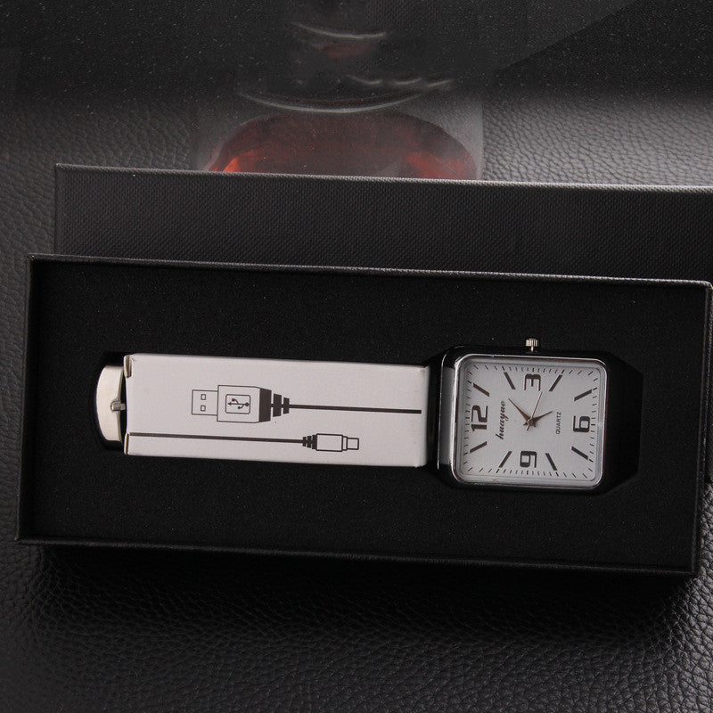 Metal electric heating wire cigarette lighter watch - Black & Elva