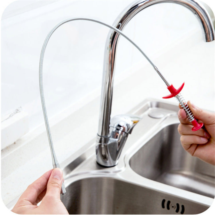 60CM Sewer Dredger Spring Pipe Dredging Tool Household Hair Cleaner Drain Clog Remover Cleaning Tools Household For Kitchen Sink Kitchen Gadgets - Black & Elva