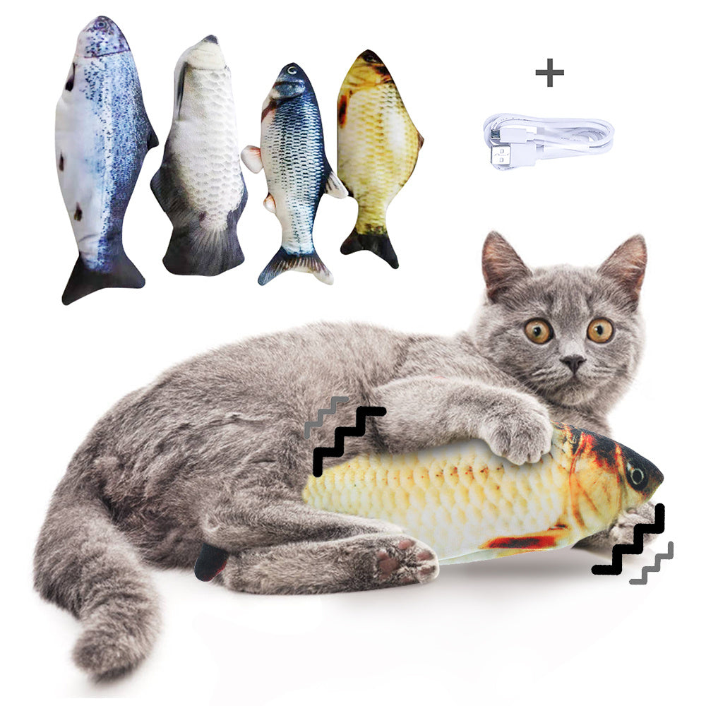 Without Cat Nip Version - Electric Jumping Fish Simulation Electric Fish Toy - Black & Elva