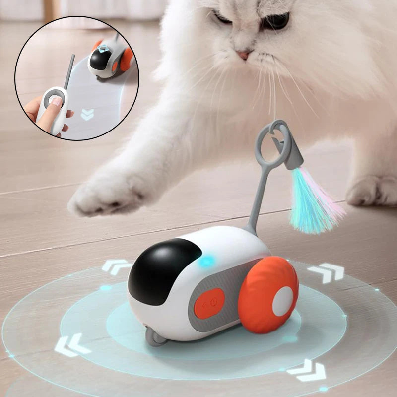 Remote Control Cat Toy – Smart USB Interactive Car for Chasing Fun - Black & Elva