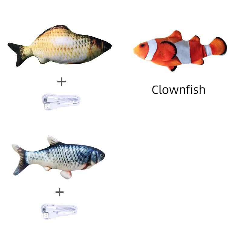 Without Cat Nip Version - Electric Jumping Fish Simulation Electric Fish Toy - Black & Elva