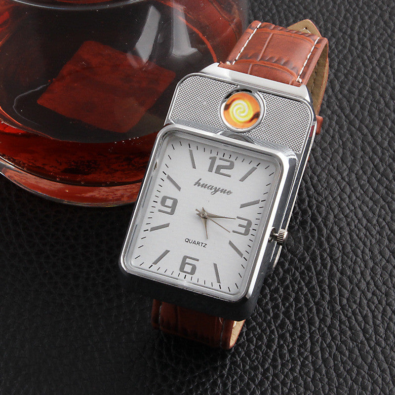Metal electric heating wire cigarette lighter watch - Black & Elva