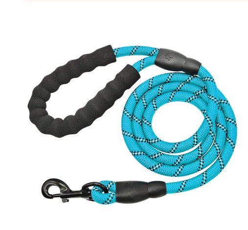 Reflective Nylon Dog Leash – Durable Rope for Walking & Training - Black & Elva