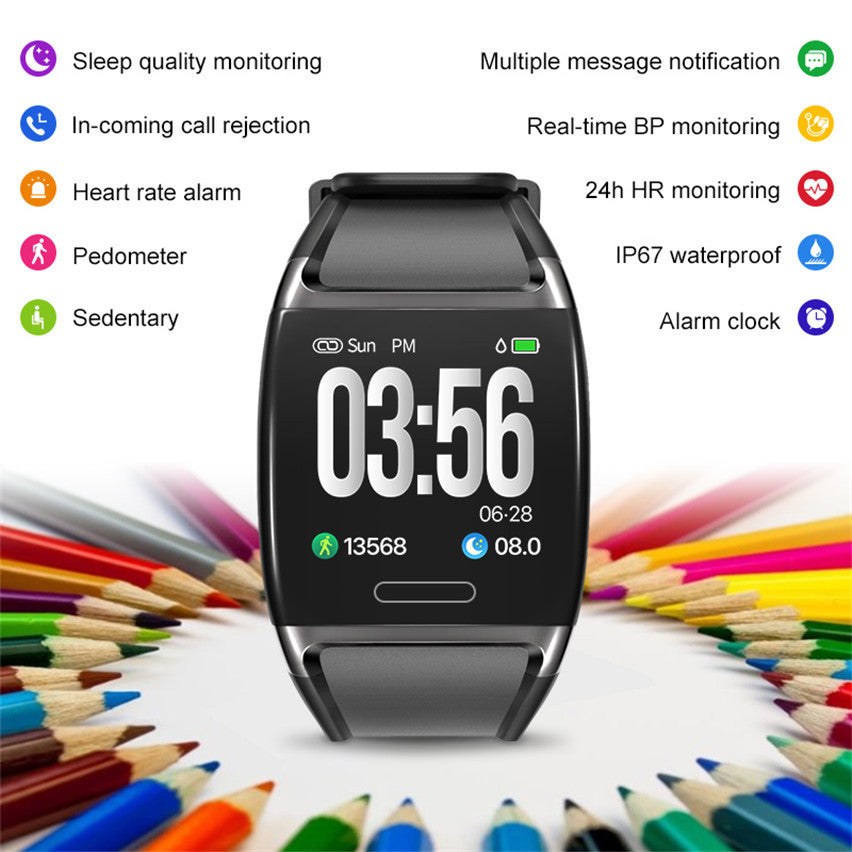 V2 1.3 Inch Color Screen Smart Bracelet - Black & Elva