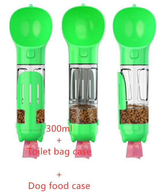 Travel Pet Water Bottle with Feeder & Waste Bag - Black & Elva