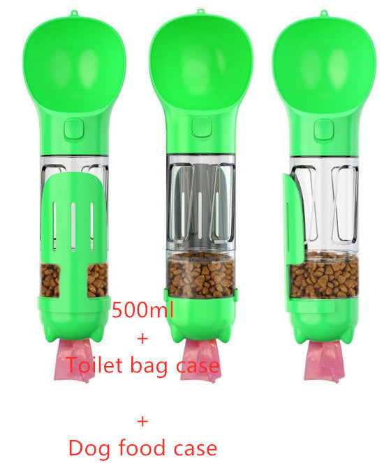 Travel Pet Water Bottle with Feeder & Waste Bag - Black & Elva