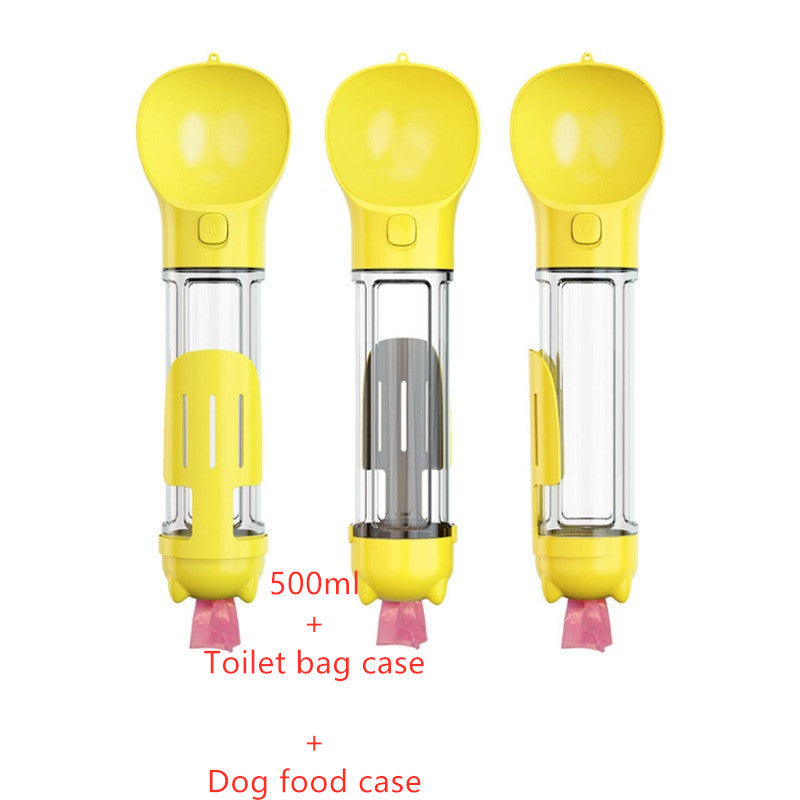 Travel Pet Water Bottle with Feeder & Waste Bag - Black & Elva