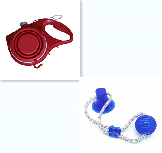 Pet Supplies With Water Bottle, Cup, Pet Rope - Black & Elva