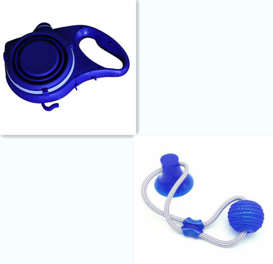 Pet Supplies With Water Bottle, Cup, Pet Rope - Black & Elva