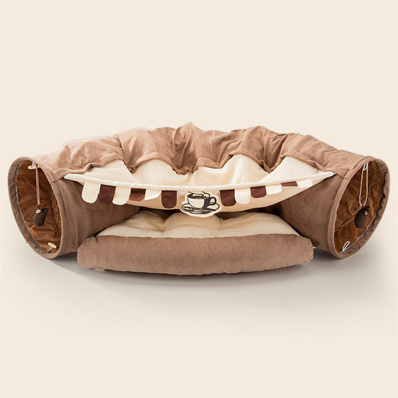 Collapsible Cat Tunnel Durable Washable Collapsible - Black & Elva