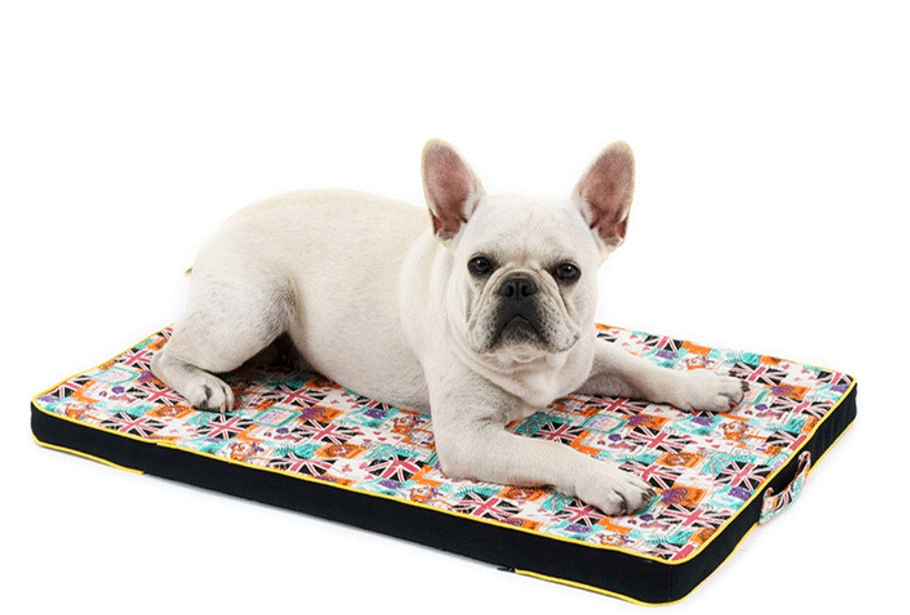 Thickened Pet Printing Canvas Dog Mats Dog Bed Mats Dog Bed Mattresses - Black & Elva