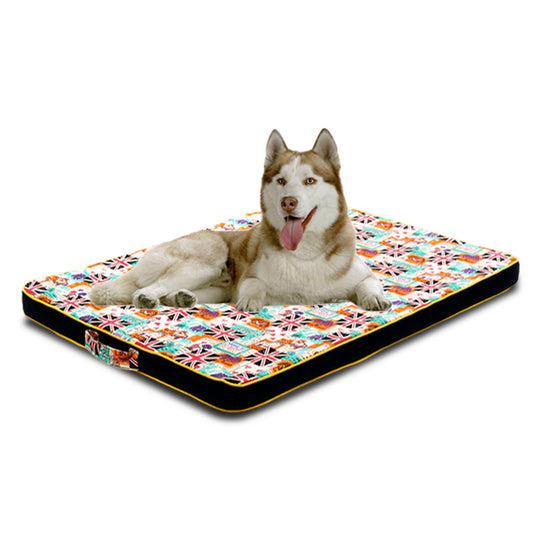 Thickened Pet Printing Canvas Dog Mats Dog Bed Mats Dog Bed Mattresses - Black & Elva