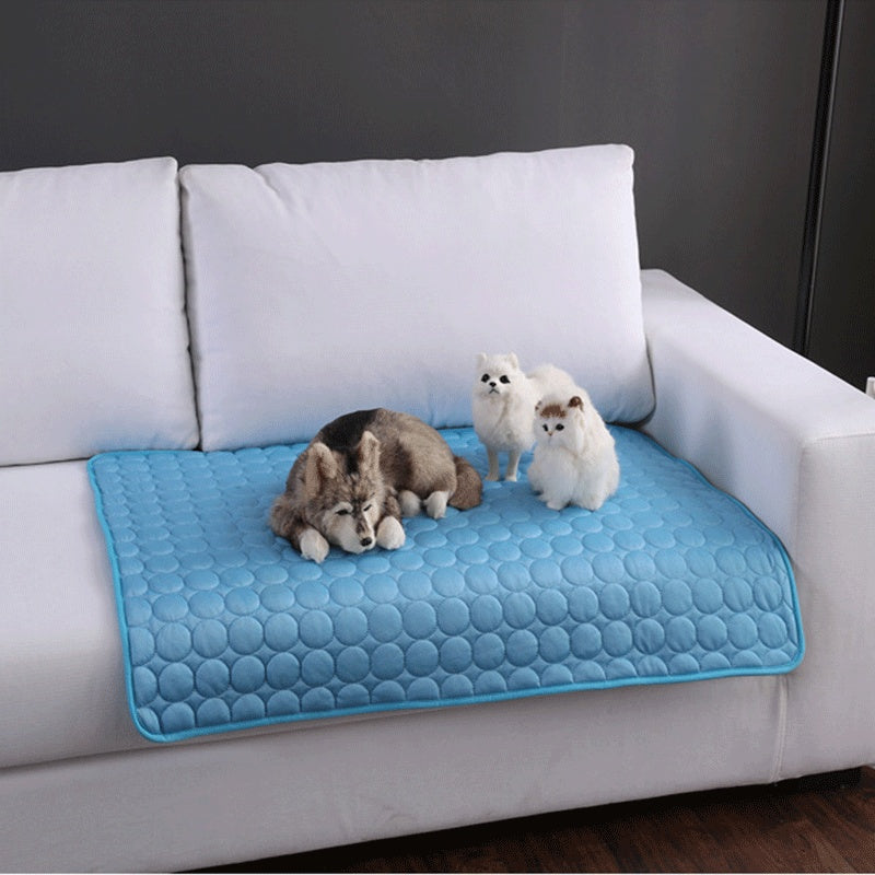 Pet Summer Portable Ice Silk Cooling Pad - Black & Elva