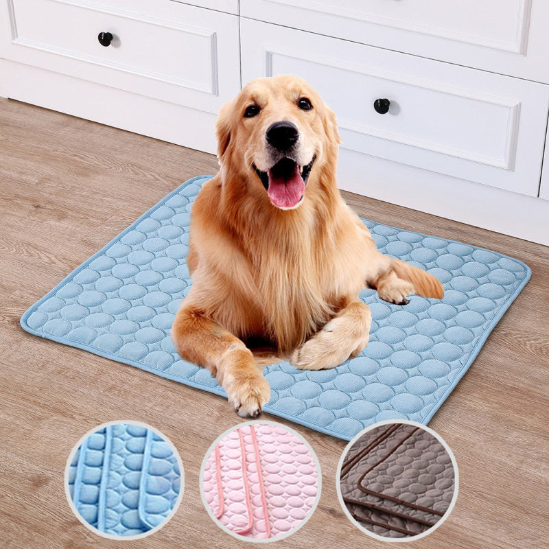 Pet Summer Portable Ice Silk Cooling Pad - Black & Elva