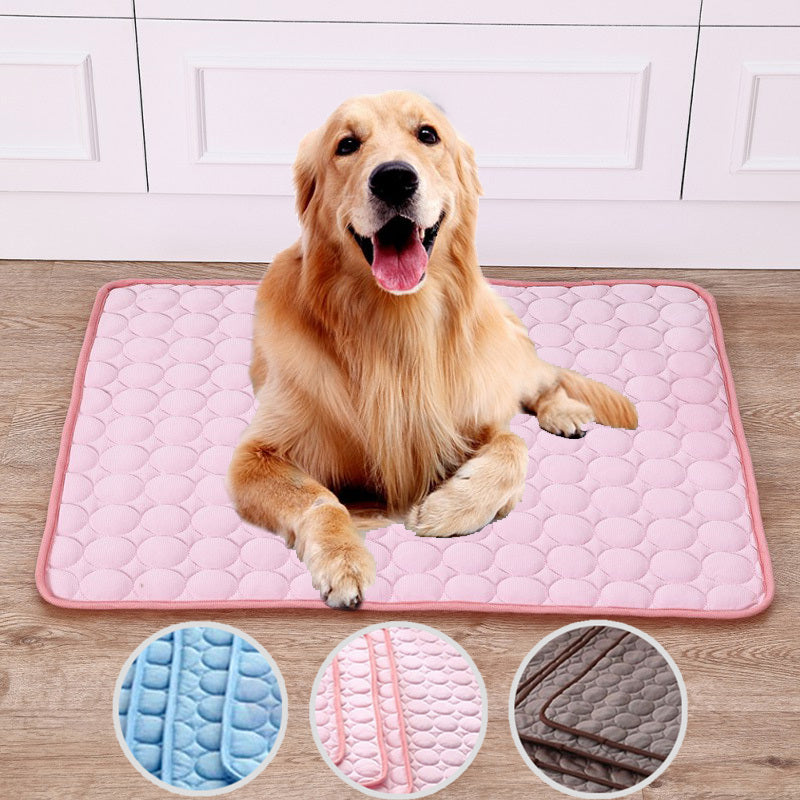 Pet Summer Portable Ice Silk Cooling Pad - Black & Elva