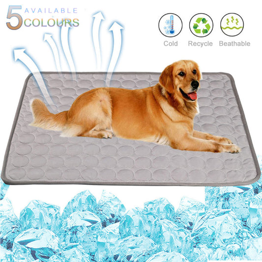 Pet Summer Portable Ice Silk Cooling Pad - Black & Elva