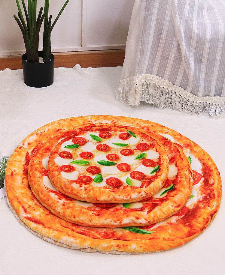3D Simulation Pet Blanket – Soft Thickened Warm Mat Bed with Pizza, Avocado & Omelette Toast Designs - Black & Elva