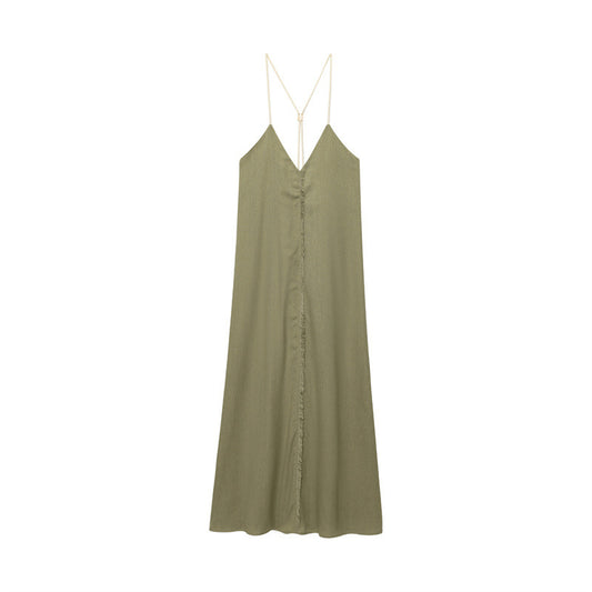 Summer Women's Blended Loose Dress - Black & Elva
