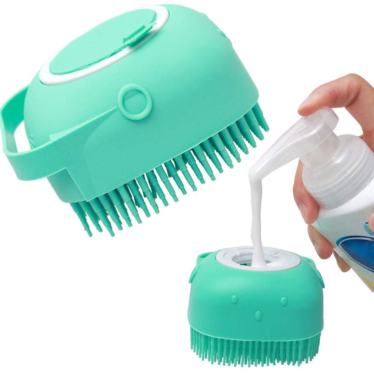 Pet Bath Brush – Soft Silicone Grooming & Massage Comb for Dogs & Cats - Black & Elva
