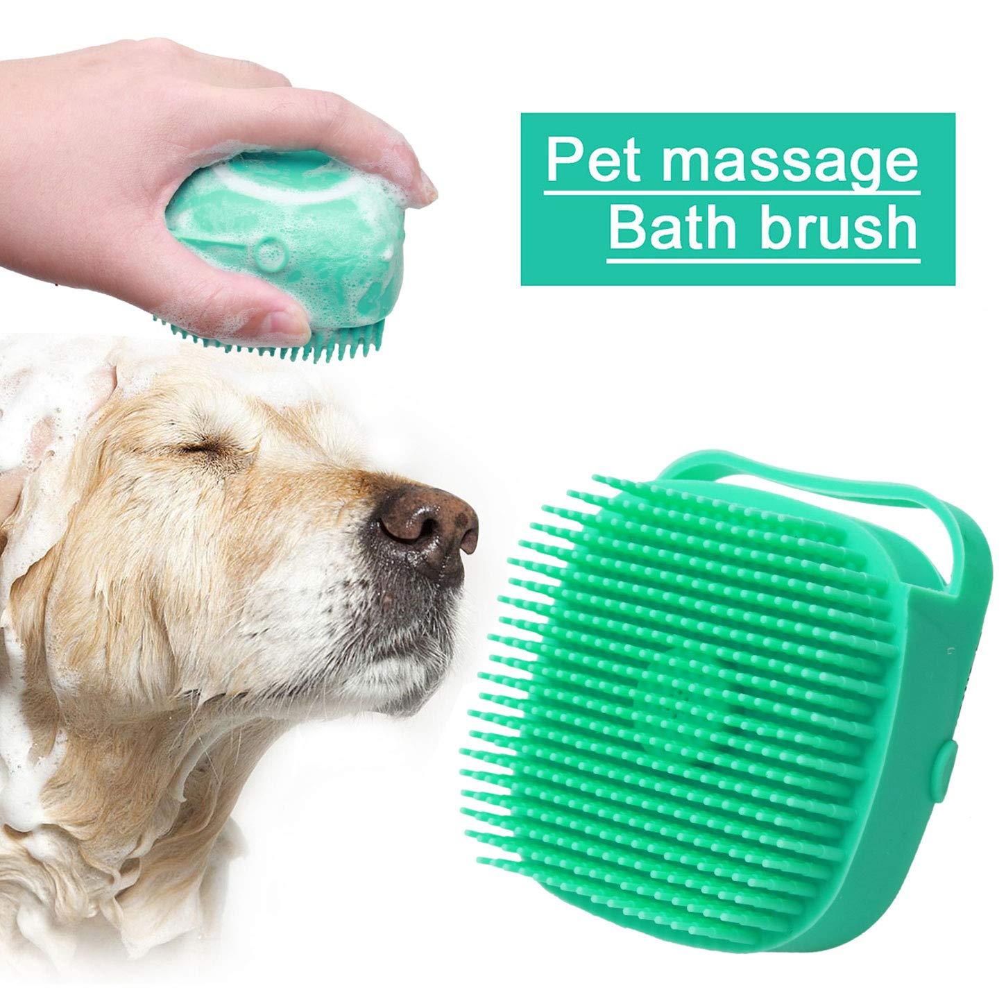 Pet Bath Brush – Soft Silicone Grooming & Massage Comb for Dogs & Cats - Black & Elva