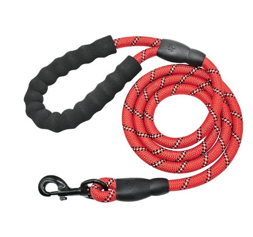 Reflective Nylon Dog Leash – Durable Rope for Walking & Training - Black & Elva