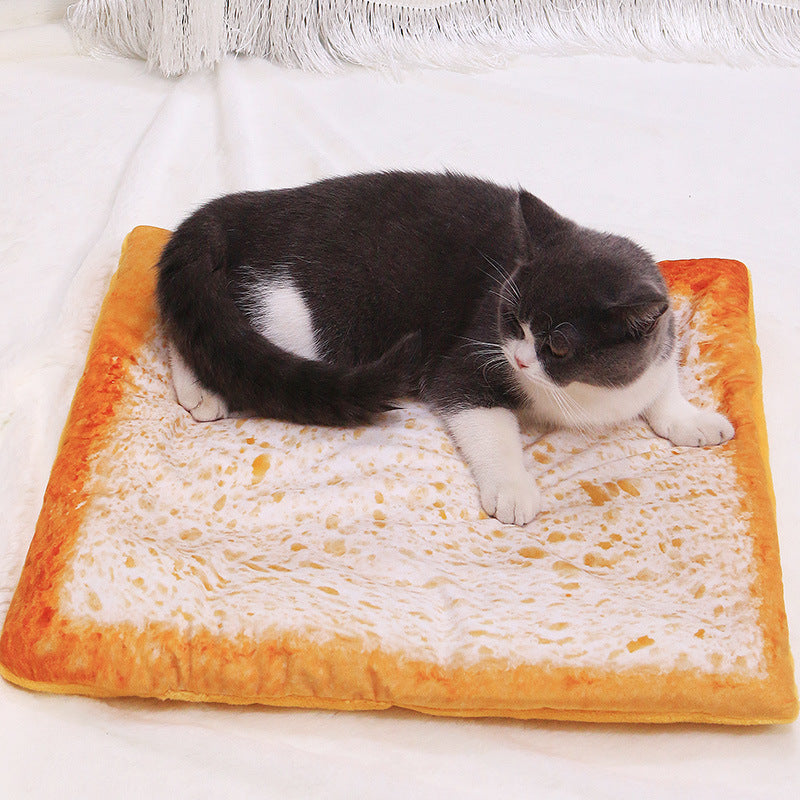 3D Simulation Pet Blanket – Soft Thickened Warm Mat Bed with Pizza, Avocado & Omelette Toast Designs - Black & Elva