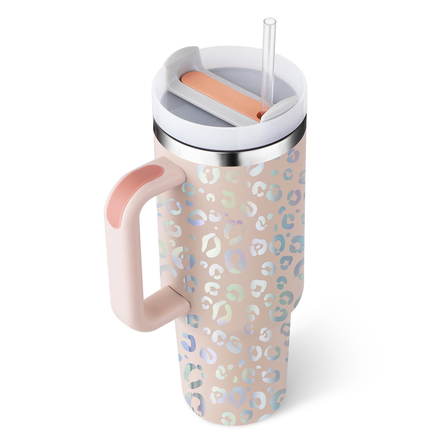 "40 Oz Insulated Stainless Steel Tumbler with Handle & Straw – Spill Proof Vacuum Coffee Cup, Perfect for Car, Gym, Office & Travel – Ideal Valentine’s Gift" - Black & Elva