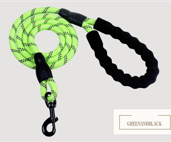 Reflective Nylon Dog Leash – Durable Rope for Walking & Training - Black & Elva
