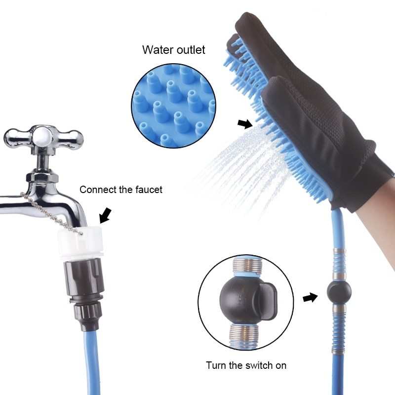 Pet Dog Shower Head Handheld Cat Bathing Shower Tool - Black & Elva