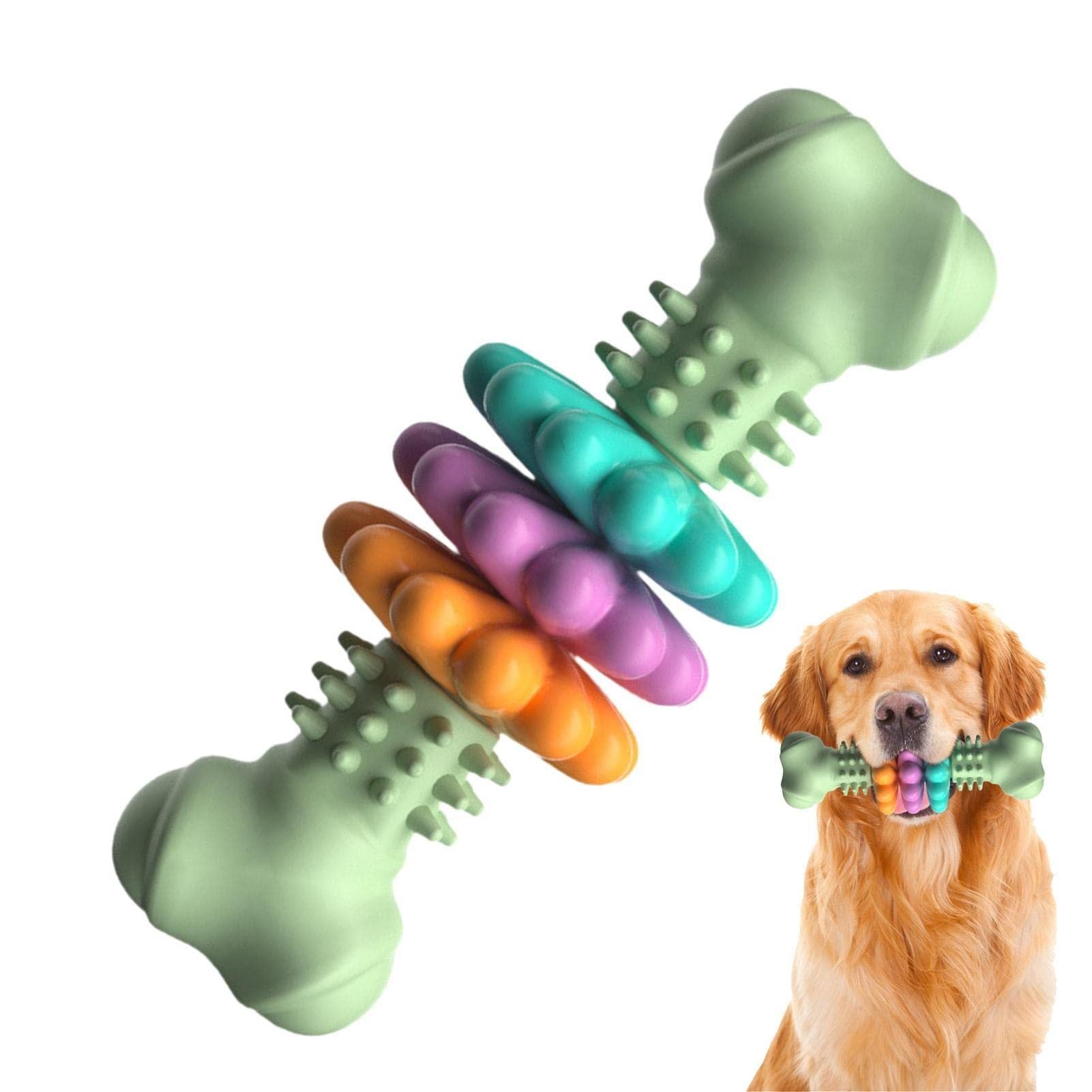 Indestructible Dog Chew Bone – TPR Teeth Cleaning Toy for Aggressive Chewers - Black & Elva